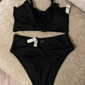Aerie Textured Black Two Piece